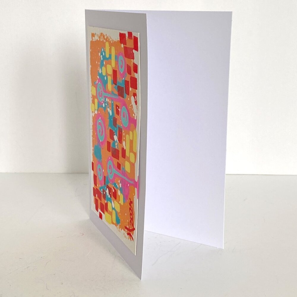 Colorful Abstract Acrylic Art Handmade Original Blank Greeting Card and Envelope - Picture 3 of 5